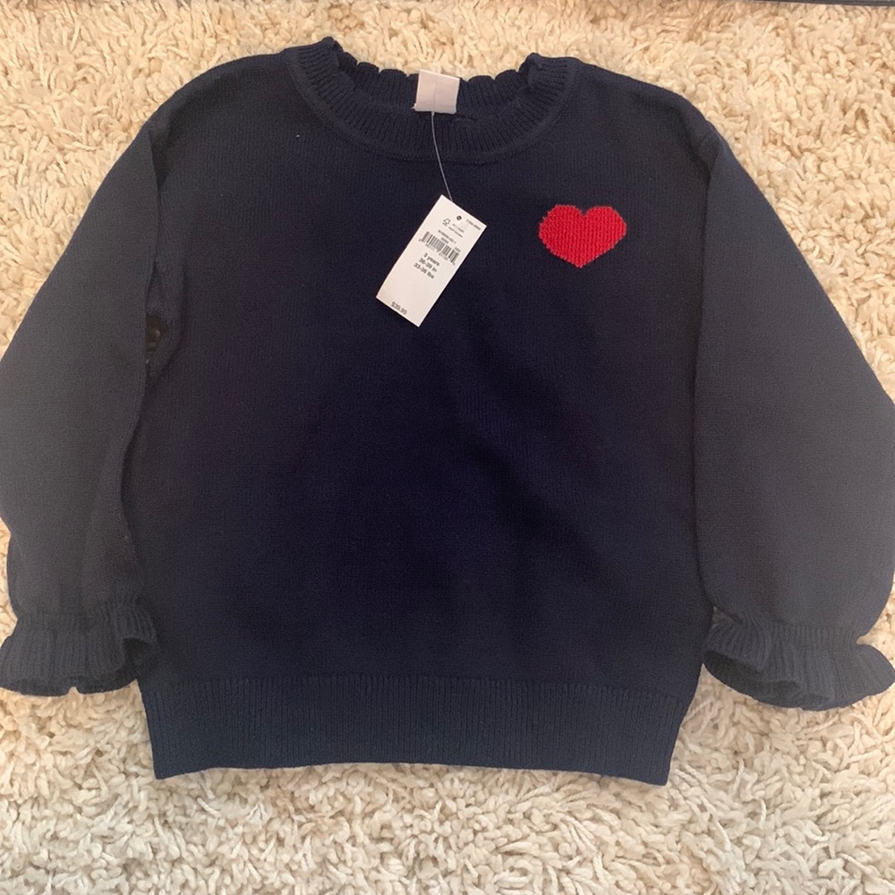 NWT Gap Navy Heart Sweater Size 3T